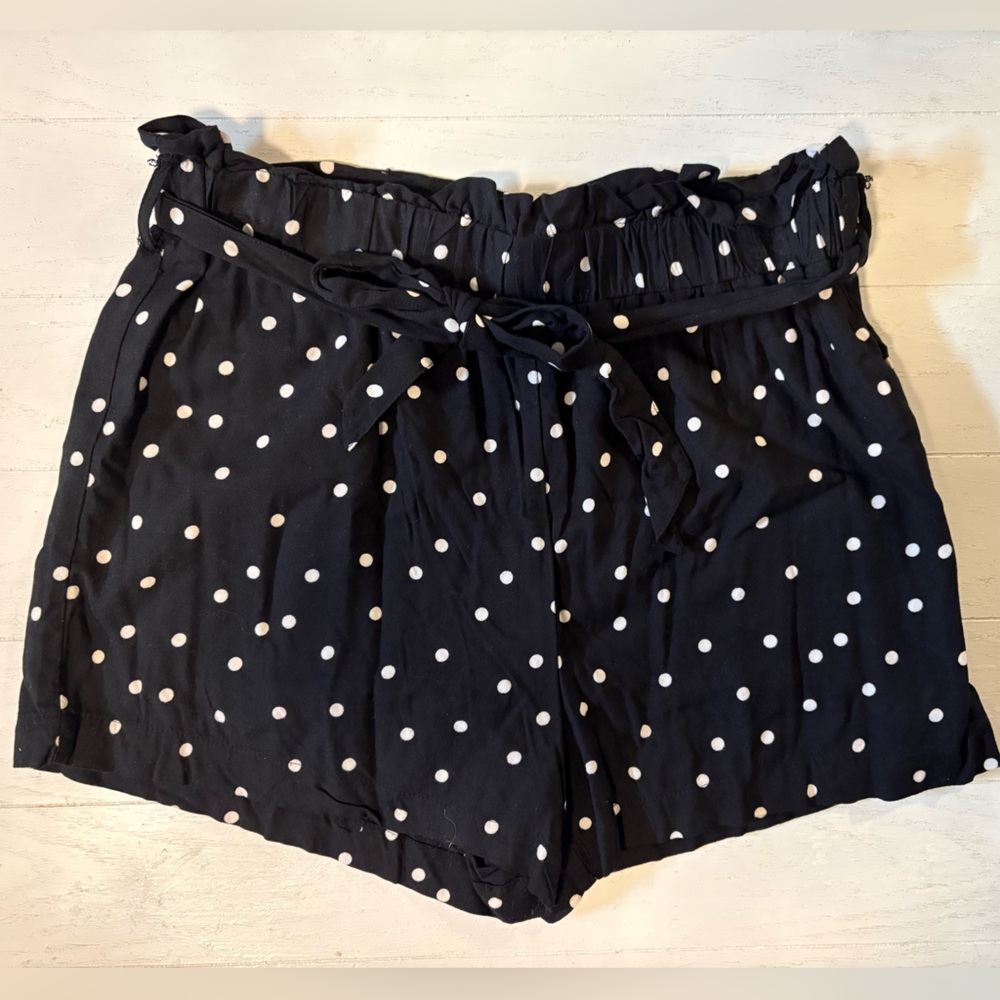 Miami Black and White Polka Dot High Waist Shorts